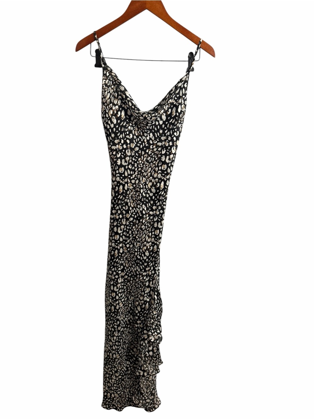 Sage Leopard-Print Satin Maxi Dress - Black & Cream - Picture 2 of 7
